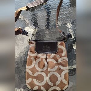 Coach Brown and Cream Crossbody Bag